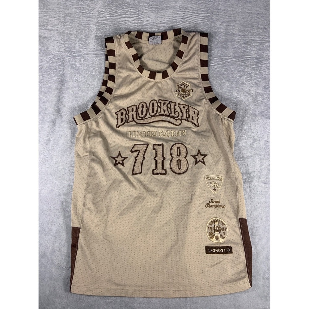 Vintage Victorious Brooklyn Limited Edition 718 Basketball Jersey Mens XL Tan